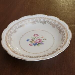 Vintage American Beauty by Stetson 22KT Gold Soup Bowl Scalloped Hand Painted